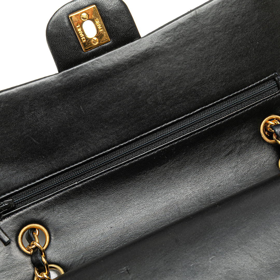 Medium Classic Lambskin Double Flap Black - Gaby Paris