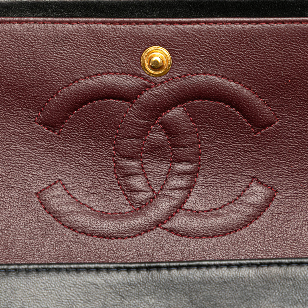 Medium Classic Lambskin Double Flap Black - Gaby Paris