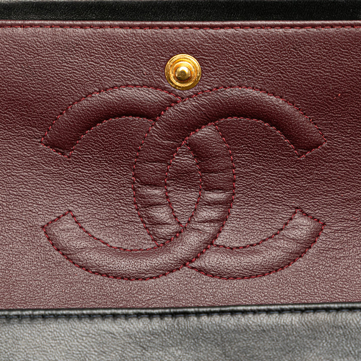 Medium Classic Lambskin Double Flap Black - Gaby Paris