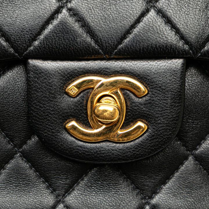 Medium Classic Lambskin Double Flap Black - Gaby Paris