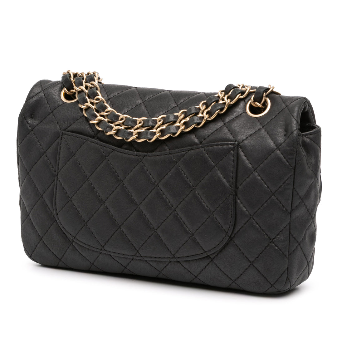 Chanel Medium Quilted Cuir d’agneau Precious Jewel Simple rabat Noir