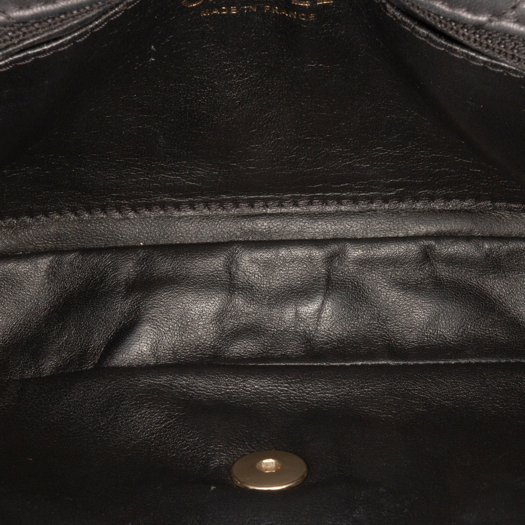 Chanel Medium Quilted Cuir d’agneau Precious Jewel Simple rabat Noir
