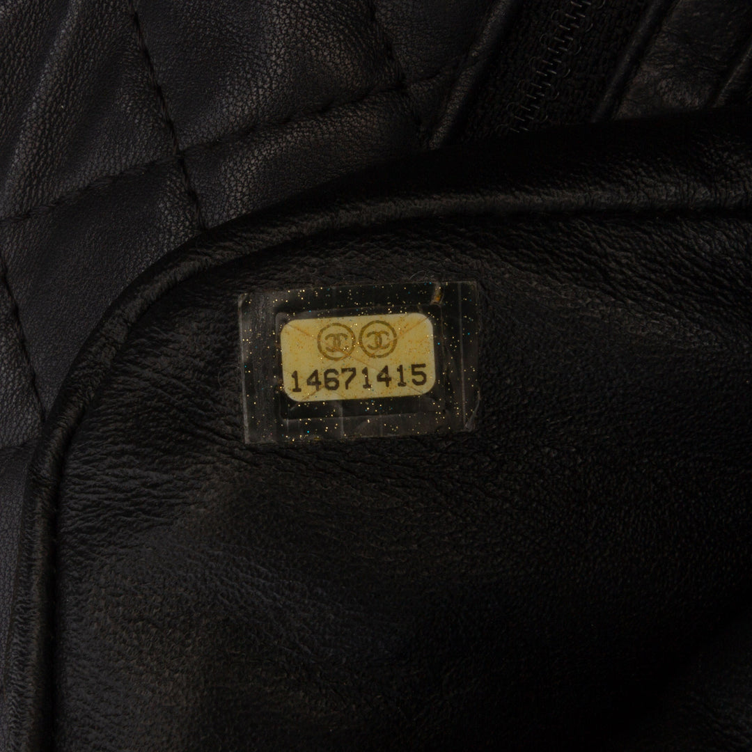 Chanel Medium Quilted Cuir d’agneau Precious Jewel Simple rabat Noir