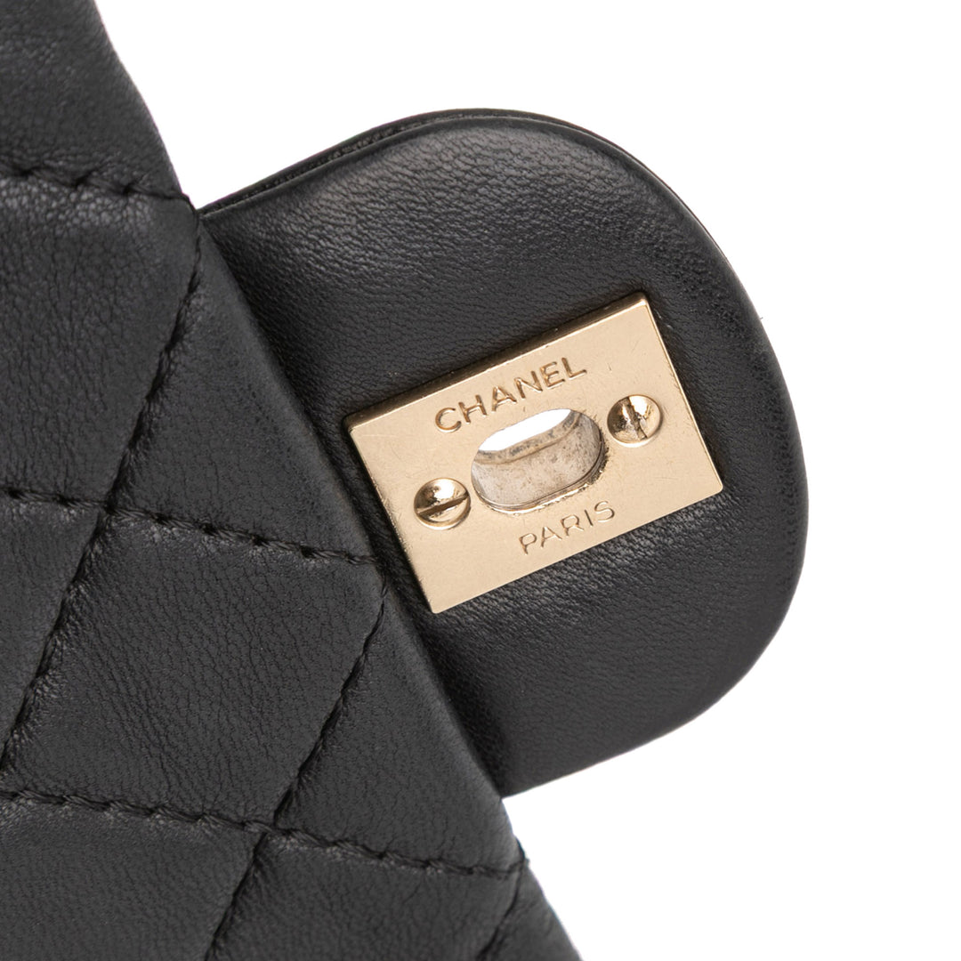Chanel Medium Quilted Cuir d’agneau Precious Jewel Simple rabat Noir