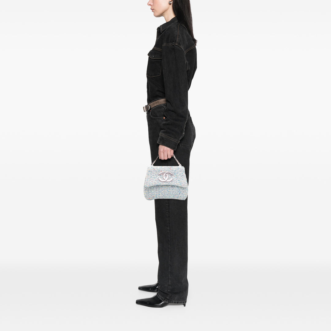 Chanel CC Confetti Tweed Flap Bleu