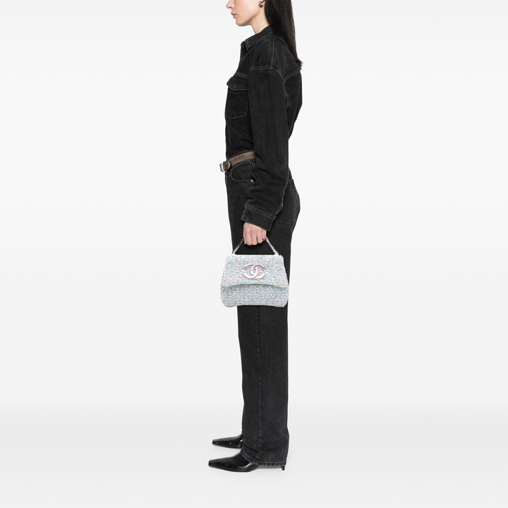 Chanel CC Confetti Tweed Flap Bleu