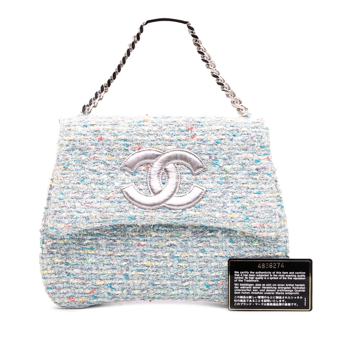 Chanel CC Confetti Tweed Flap Bleu