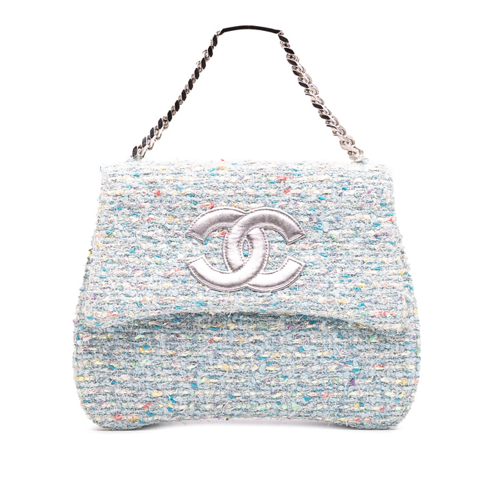 Chanel CC Confetti Tweed Flap Bleu