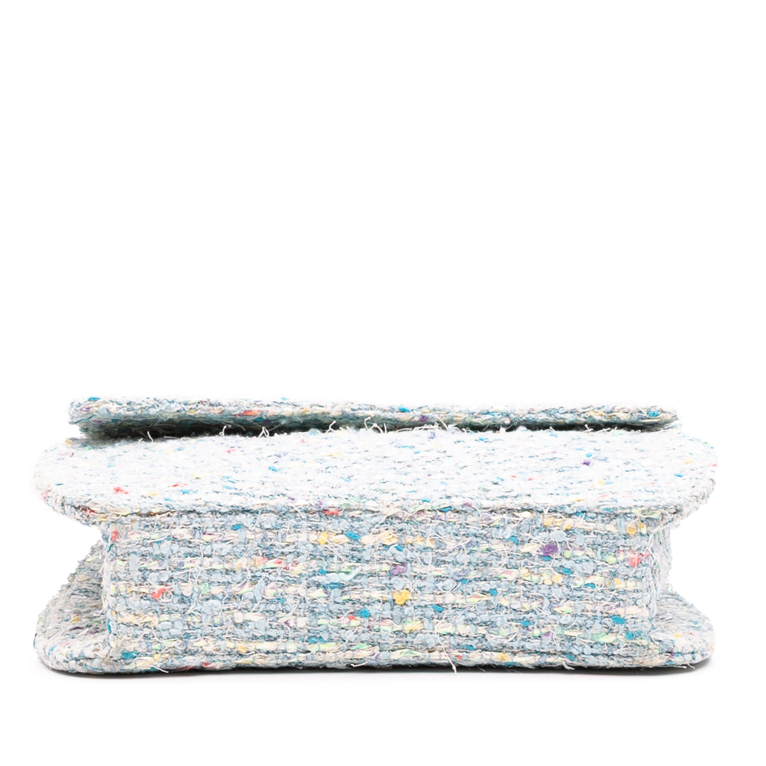 Chanel CC Confetti Tweed Flap Bleu