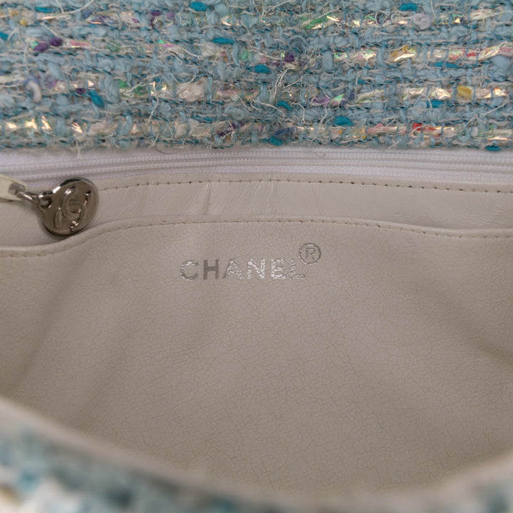 Chanel CC Confetti Tweed Flap Bleu