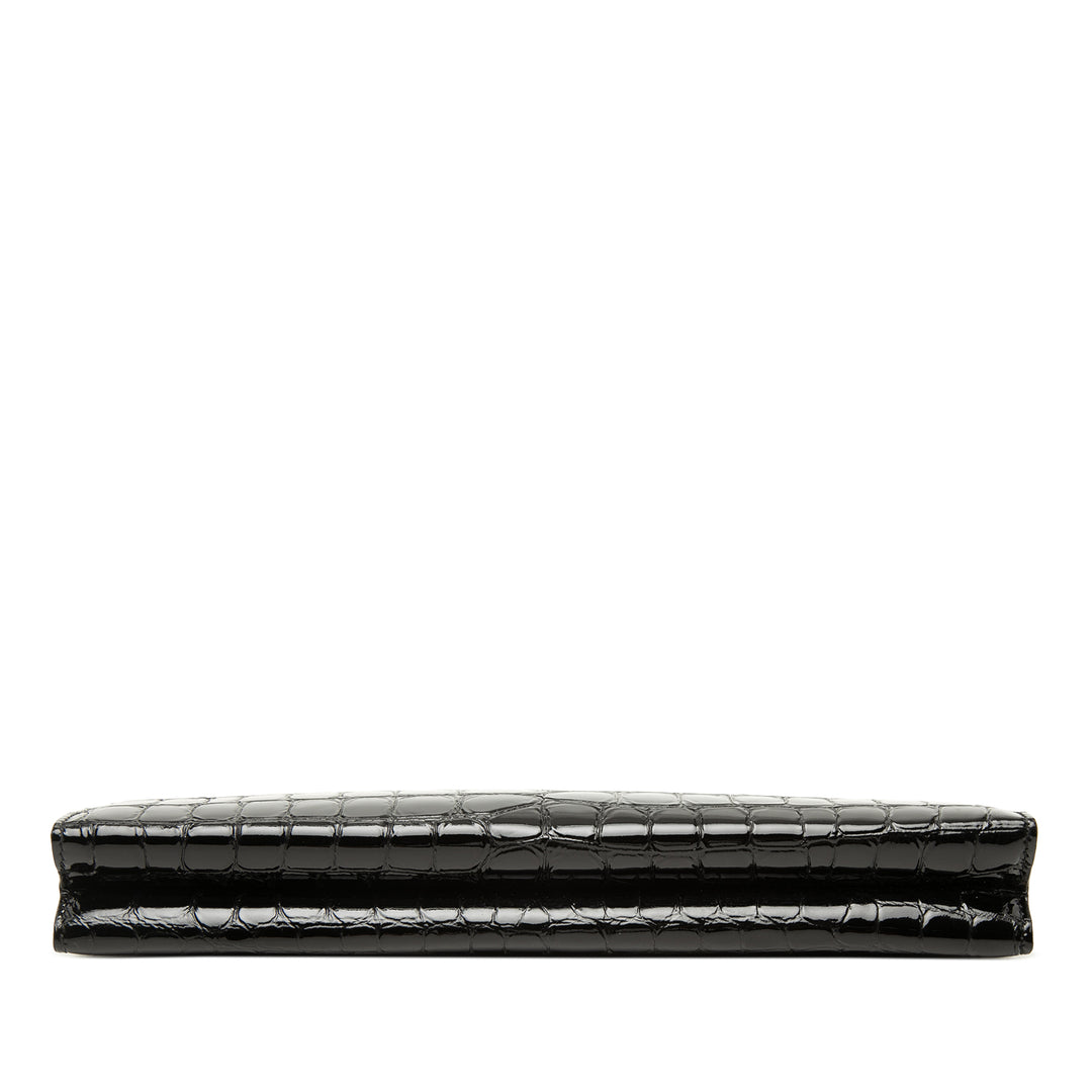 Saint Laurent Croc embossé Cuir verni Midnight Pochette avec chaîne