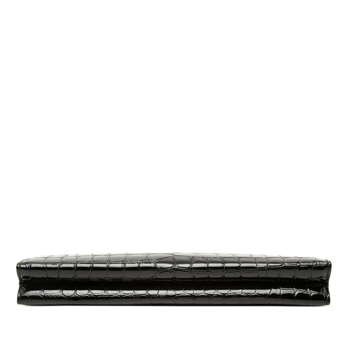 Saint Laurent Croc embossé Cuir verni Midnight Pochette avec chaîne