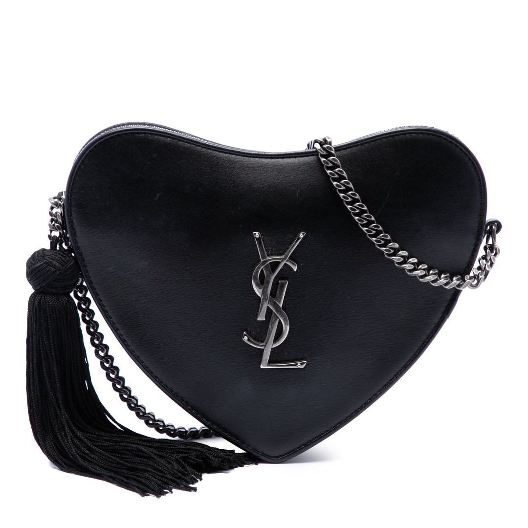 Saint Laurent Heart Pompon Sac Noir – vue principale – GABY PARIS