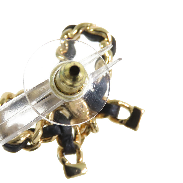 Chanel CC Cuir Woven plaqué Bow Boucles d’oreilles