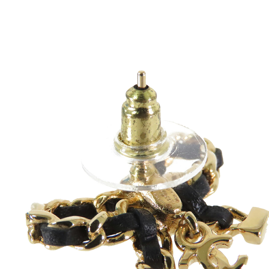 Chanel CC Cuir Woven plaqué Bow Boucles d’oreilles