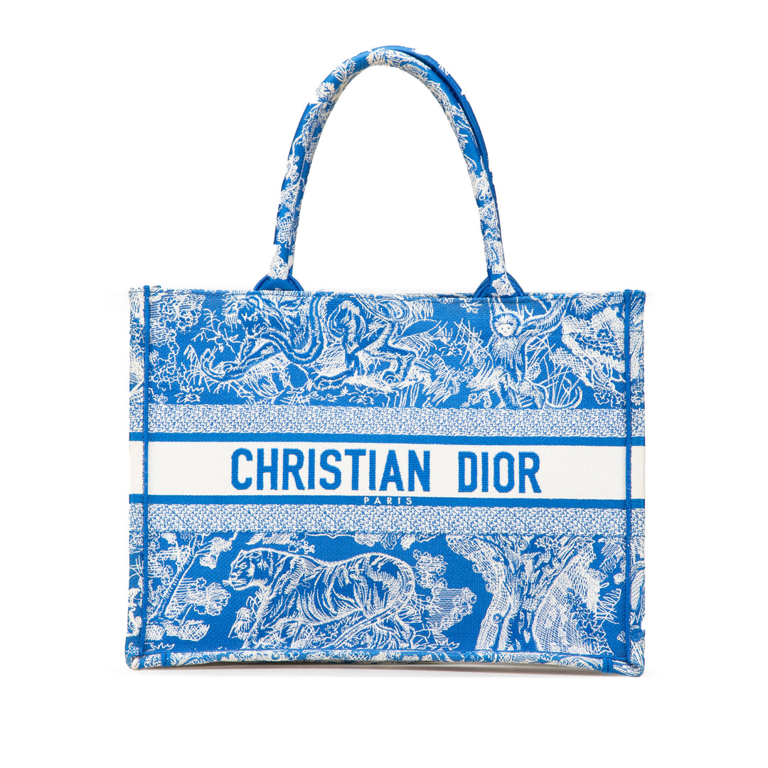Medium Canvas Embroidered Dioriviera Toile De Jouy Book Tote Blue - Gaby Paris