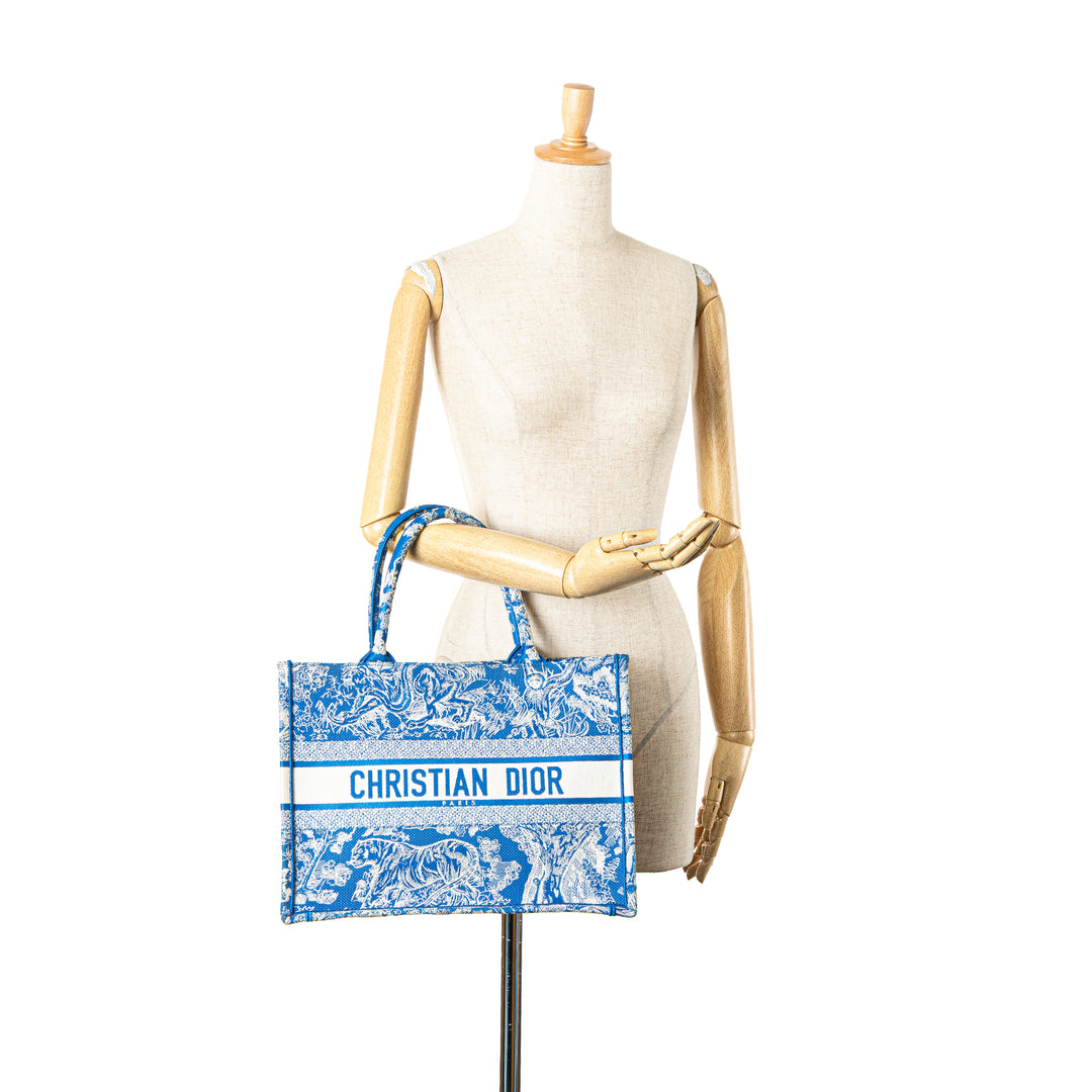 Medium Canvas Embroidered Dioriviera Toile De Jouy Book Tote Blue - Gaby Paris