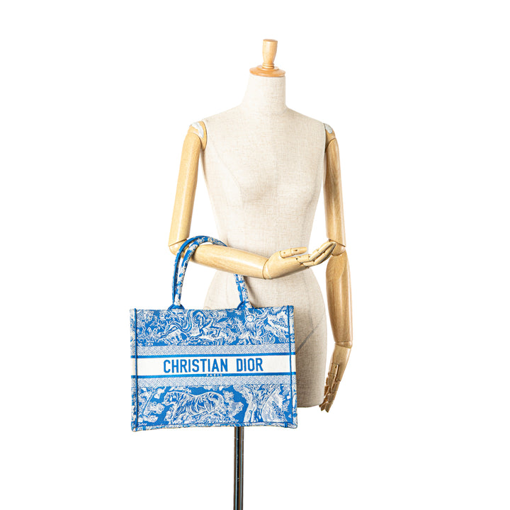 Medium Canvas Embroidered Dioriviera Toile De Jouy Book Tote Blue - Gaby Paris