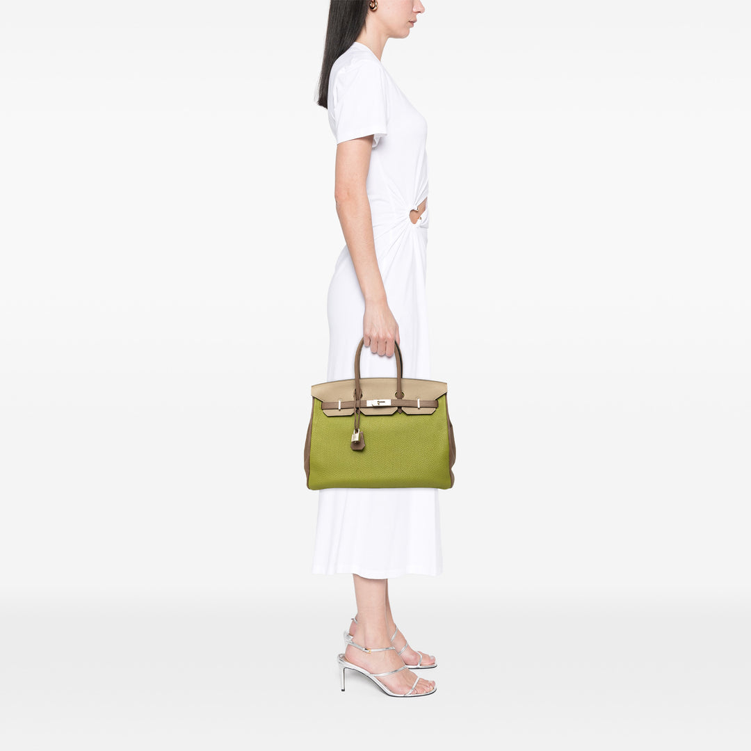 Hermès Sac à main Special Order Tricolore Birkin Retourne 35 Togo Vert – vue 6 – GABY PARIS