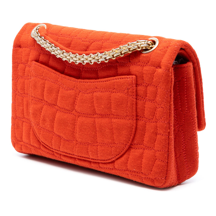 Chanel Reissue 2.55 Matelassé Jersey Coco Croc Double rabat 225