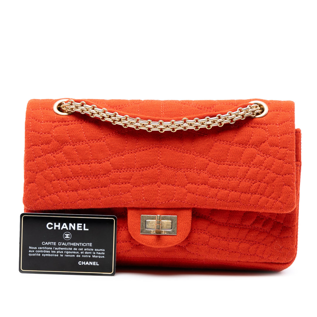 Chanel Reissue 2.55 Matelassé Jersey Coco Croc Double rabat 225