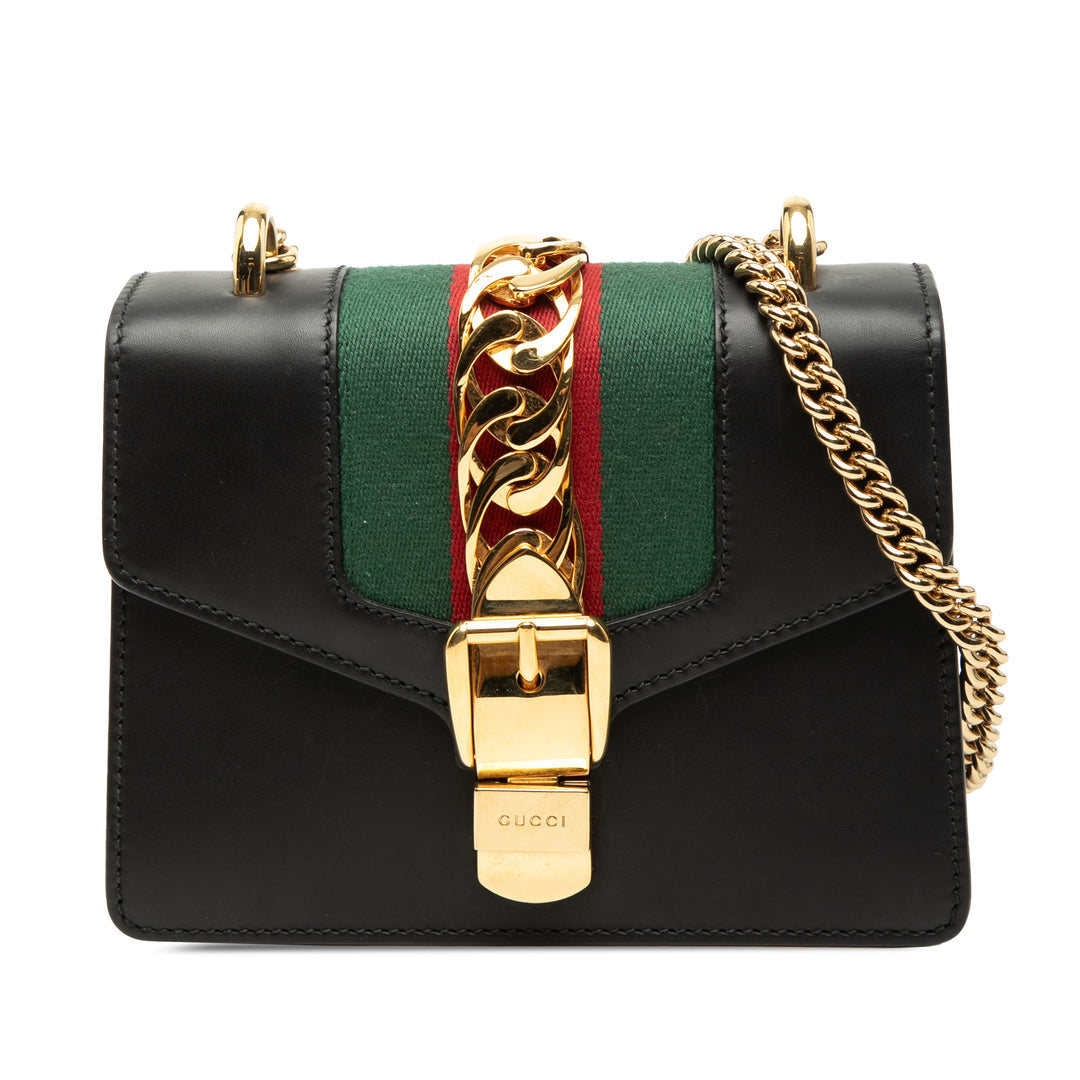 Gucci Mini Cuir Web Sylvie Chain Sac porté croisé