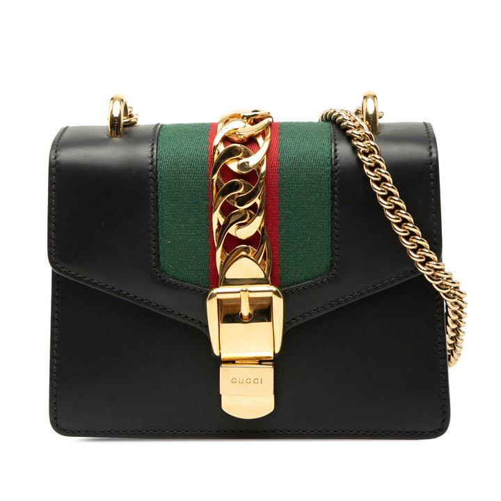 Gucci Mini Cuir Web Sylvie Chain Sac porté croisé