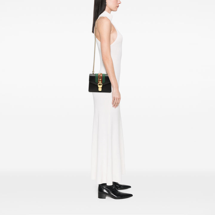 Gucci Mini Cuir Web Sylvie Chain Sac porté croisé