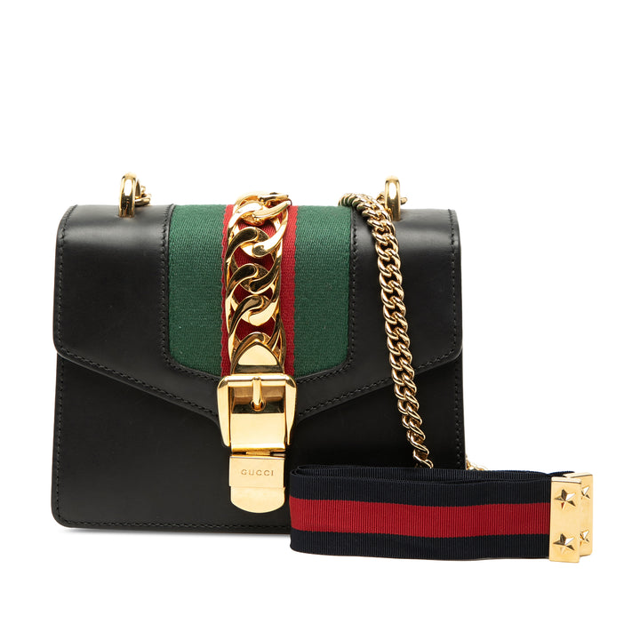 Gucci Mini Cuir Web Sylvie Chain Sac porté croisé