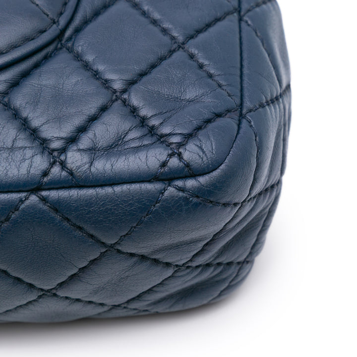 Medium Classic Calfskin Double Flap Blue - Gaby Paris