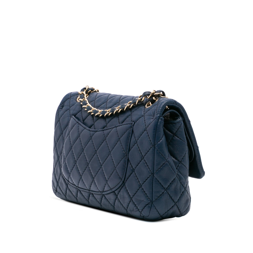 Medium Classic Calfskin Double Flap Blue - Gaby Paris