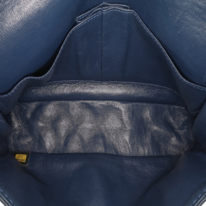 Medium Classic Calfskin Double Flap Blue - Gaby Paris