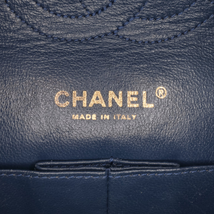 Medium Classic Calfskin Double Flap Blue - Gaby Paris