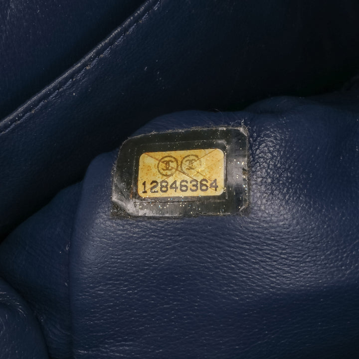 Medium Classic Calfskin Double Flap Blue - Gaby Paris