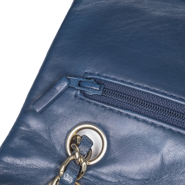Medium Classic Calfskin Double Flap Blue - Gaby Paris