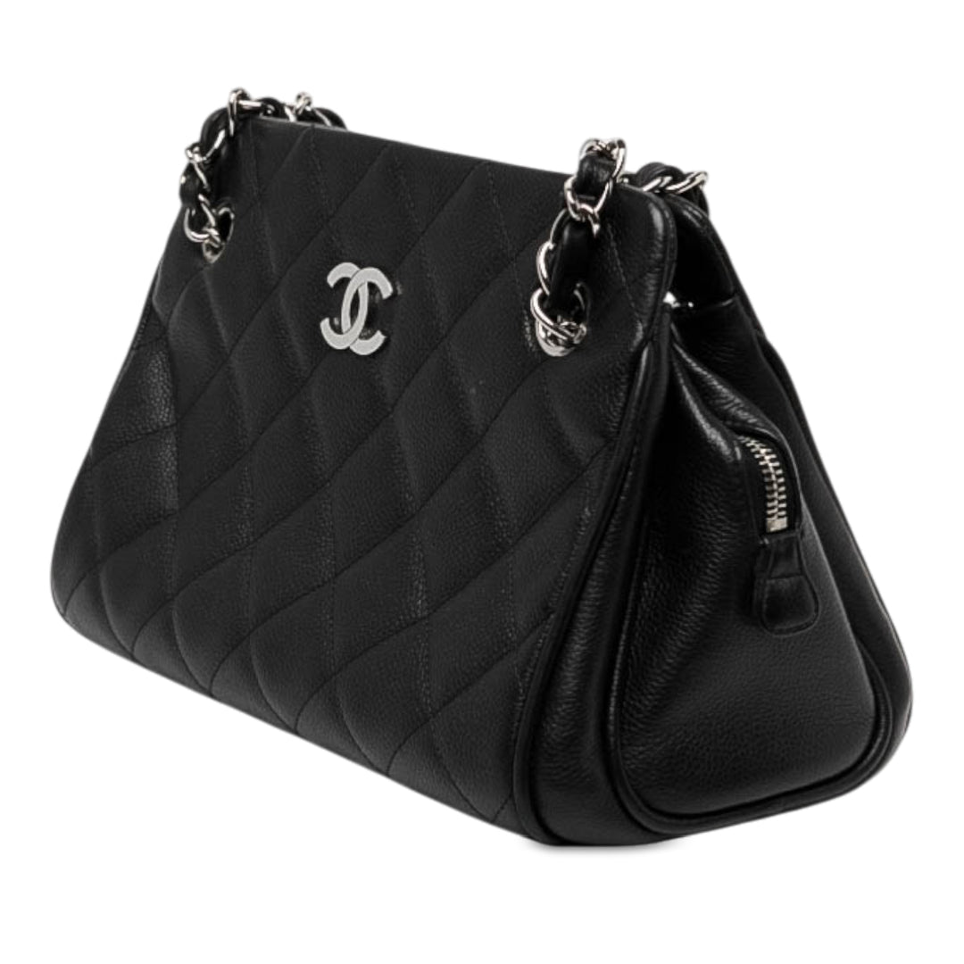Chanel CC Matelassé Chaîne Sac bowling Moyen Cuir caviar Noir – vue 2 – GABY PARIS