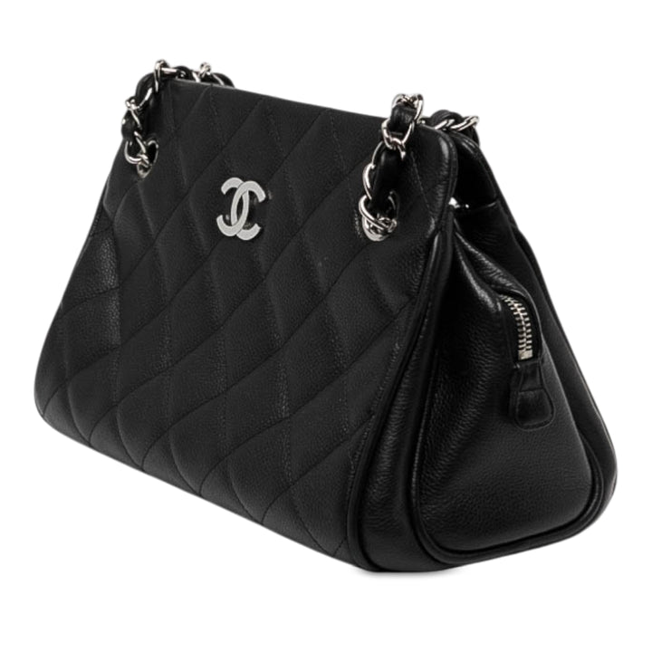 Chanel CC Matelassé Chaîne Sac bowling Moyen Cuir caviar Noir – vue 2 – GABY PARIS