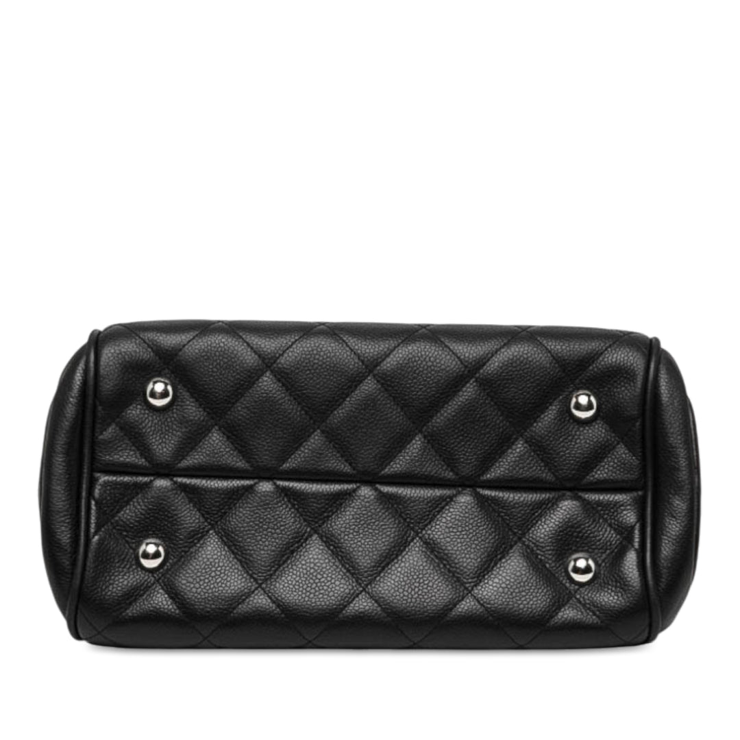 Chanel CC Matelassé Chaîne Sac bowling Moyen Cuir caviar Noir – vue 3 – GABY PARIS