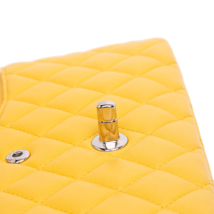 Medium Classic Lambskin Double Flap Yellow - Gaby Paris