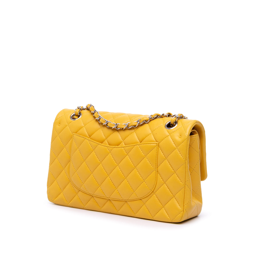 Medium Classic Lambskin Double Flap Yellow - Gaby Paris