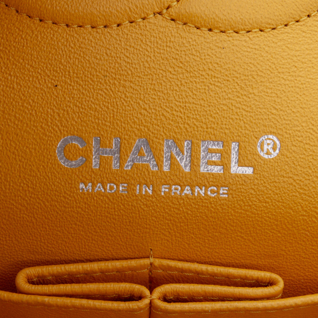 Medium Classic Lambskin Double Flap Yellow - Gaby Paris