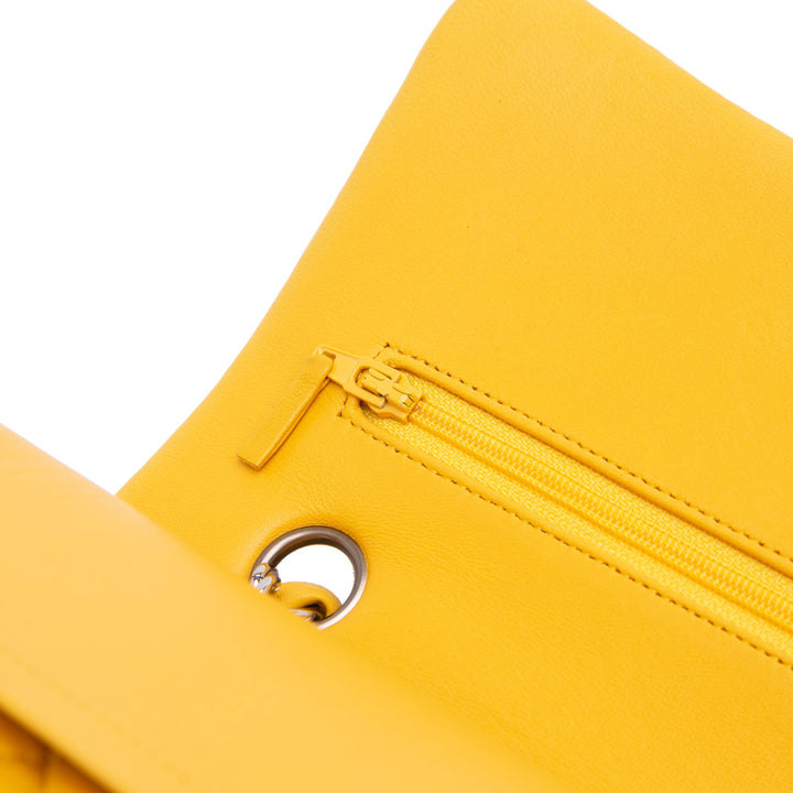 Medium Classic Lambskin Double Flap Yellow - Gaby Paris