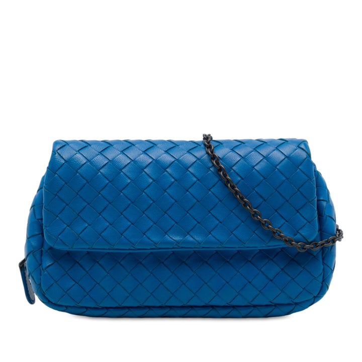 Bottega Veneta Sac bandoulière Intrecciato Expandable Chaîne à rabat nappa Mini Bleu – vue principale – GABY PARIS