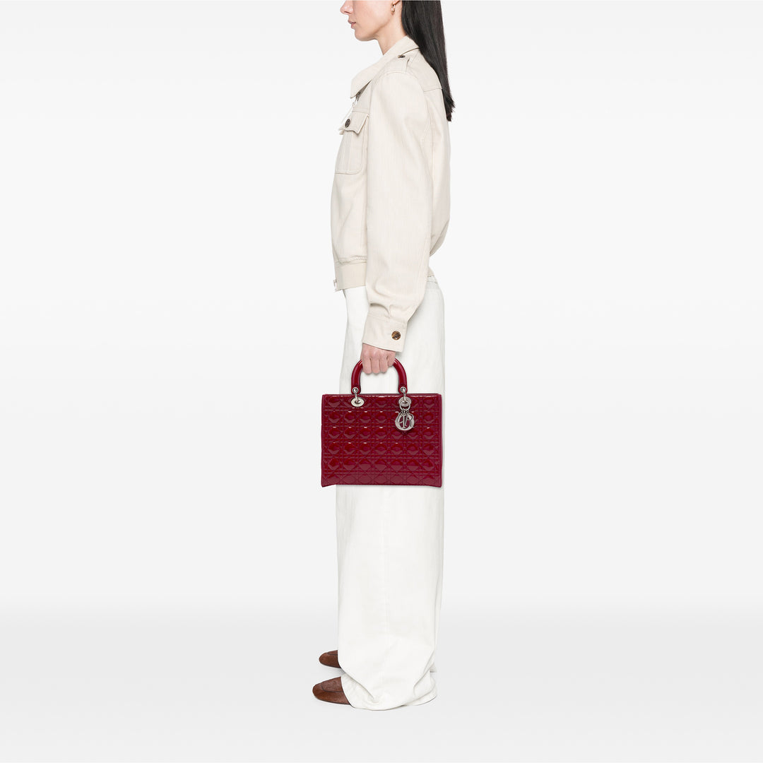 Dior Sac à main Lady Dior Cannage Grand Rouge – vue 6 – GABY PARIS