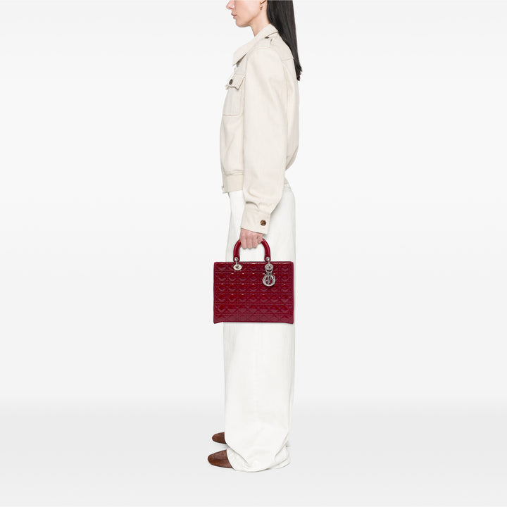 Dior Sac à main Lady Dior Cannage Grand Rouge – vue 6 – GABY PARIS