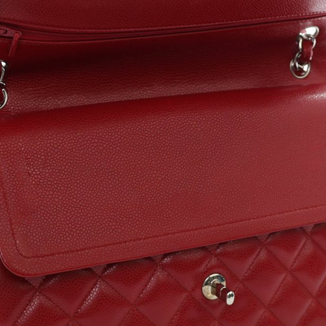 Jumbo Classic Caviar Double Flap Red - Gaby Paris