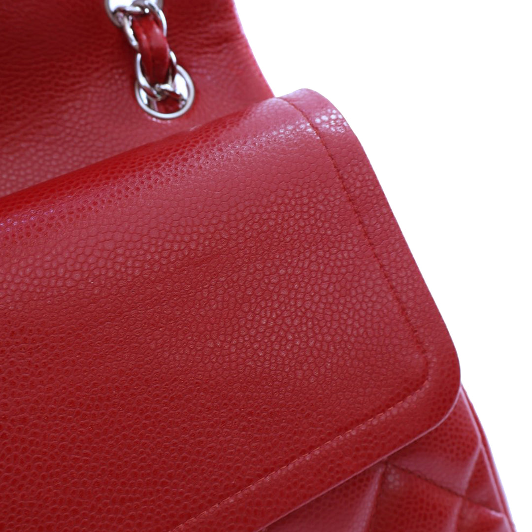 Jumbo Classic Caviar Double Flap Red - Gaby Paris