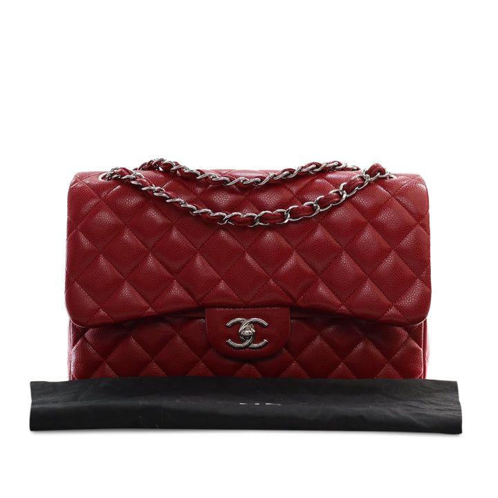 Jumbo Classic Caviar Double Flap Red - Gaby Paris