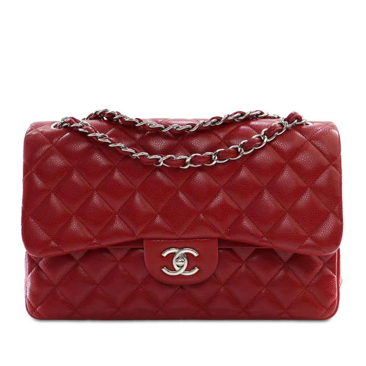 Jumbo Classic Caviar Double Flap Red - Gaby Paris