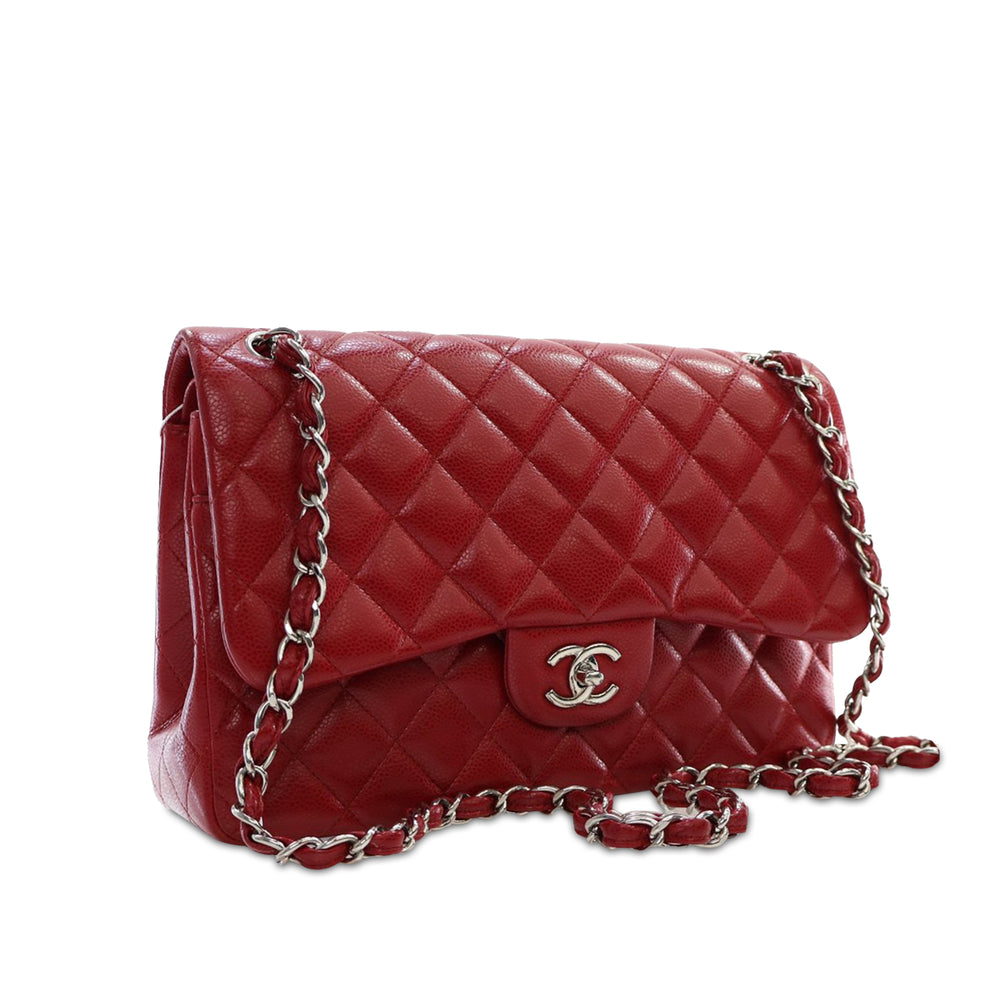 Jumbo Classic Caviar Double Flap Red - Gaby Paris